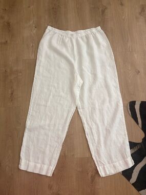Bryn walker Lightweight White Linen Elastic Waist Pants xxl
